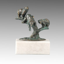 Statue animale Trois petits ours Bronze Sculpture Tpal-266